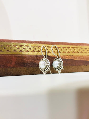 925 Silver White Drop Earrings